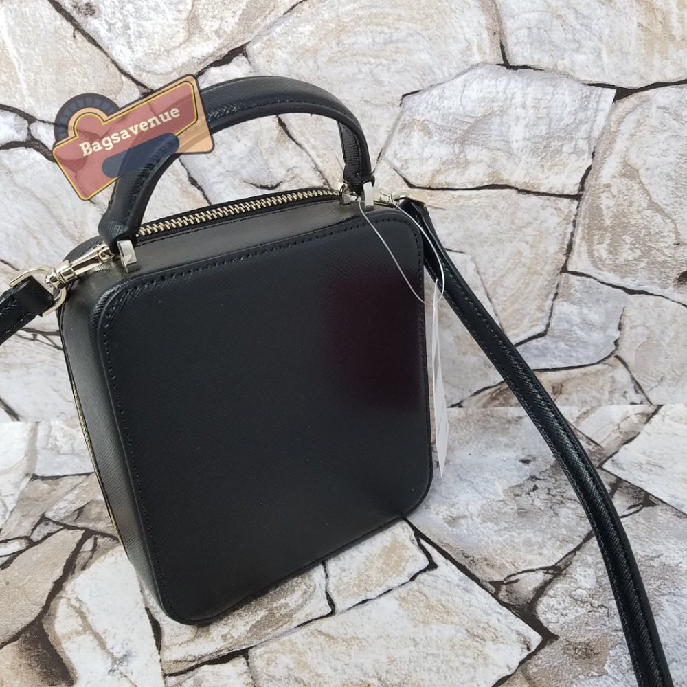Daisy Vanity Crossbody Meow Cat Leather Bag Top Handle Purse Black Kate Spade - Picture 9 of 12